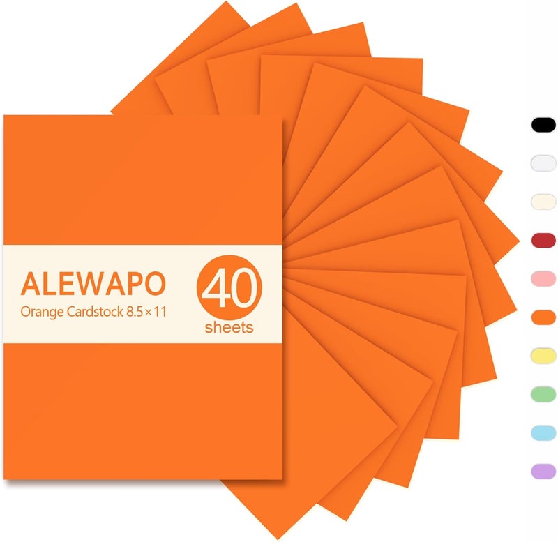 ALEWAPO Orange Cardstock 8.5 x 11 Thick Paper, 40 Sheets, ThickPaper 75 LB/200 GSM, Cardstock Printer Paper 8.5 x 11, Orange Card Stock for Invitations, Menus, Wedding, DIY Cards - Image 1